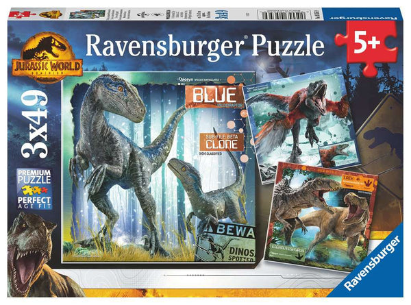 05656 - Puzzle 3x49 pezzi - Jurassic World, T-rex e altri giganti  - dai 5 anni