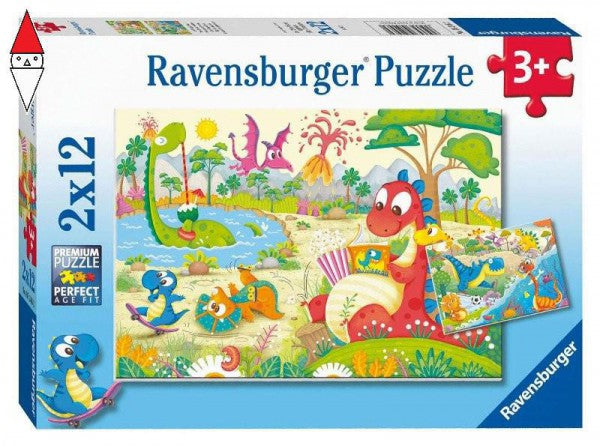 05246 - Puzzle 2x12 pezzi - Dinosauri giocosi (dai 3 anni)